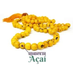 Japamala Amarelo Alvorada 108 Contas Sementes de Açaí e Rudraksha