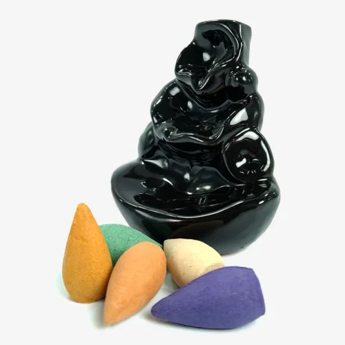 Incensário Cascata Preto 8cm