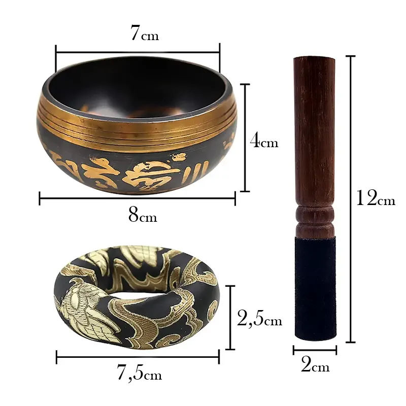 Tigela Tibetana Preta 8cm